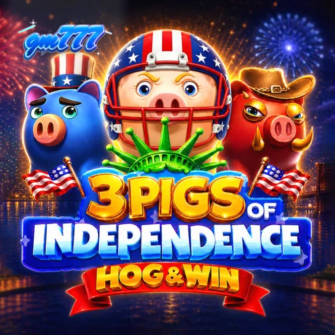 Tampilan visual slot 3 Pigs of Independence Hog & Win dengan tema patriotik